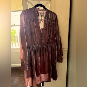 Anthropologie/ Holding Horses mauve velvet dress